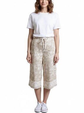 Willi Smith Floral Linen Wide-Leg Capris